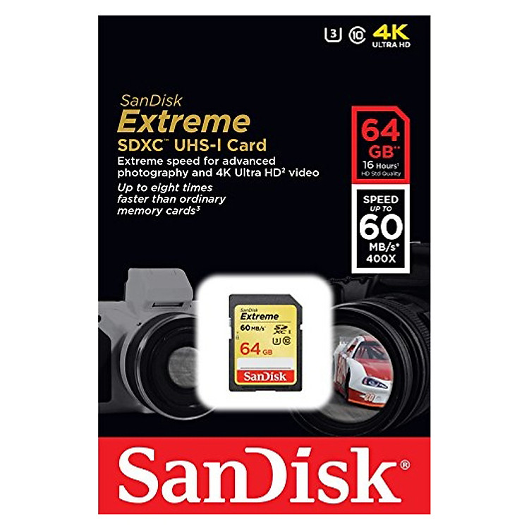 Thẻ Nhớ SDHC Extreme 400X SanDisk 64GB - 60MB/s - Hàng Chính Hãng