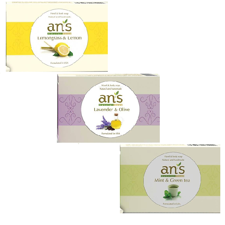 Set 3 Xà Bông: Bạc Hà Trà Xanh - Sả Chanh - Oải Hương An's