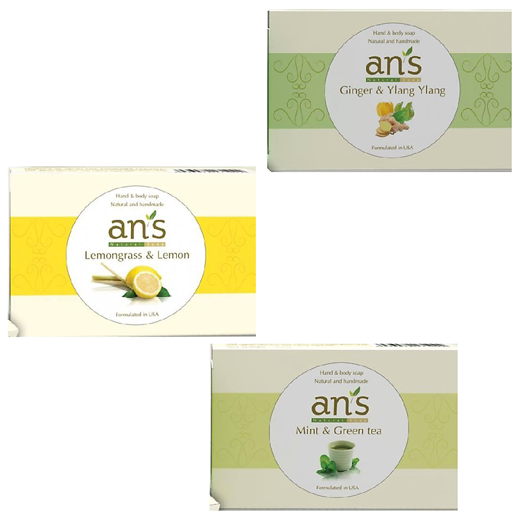 Set 3 Xà Bông: Sả Chanh - Bạc Hà Trà Xanh - Ngọc Lan Tây An's