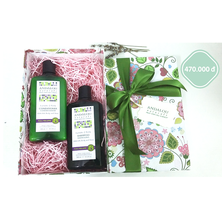 Bộ Quà Tặng Dầu Gội & Dầu Xả Làm Phồng Tóc Andalou Naturals Lavender & Biotin Full Volume