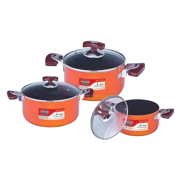 Bộ Nồi Nhôm Sunhouse SH505 - GN2DAH505O (Cam)