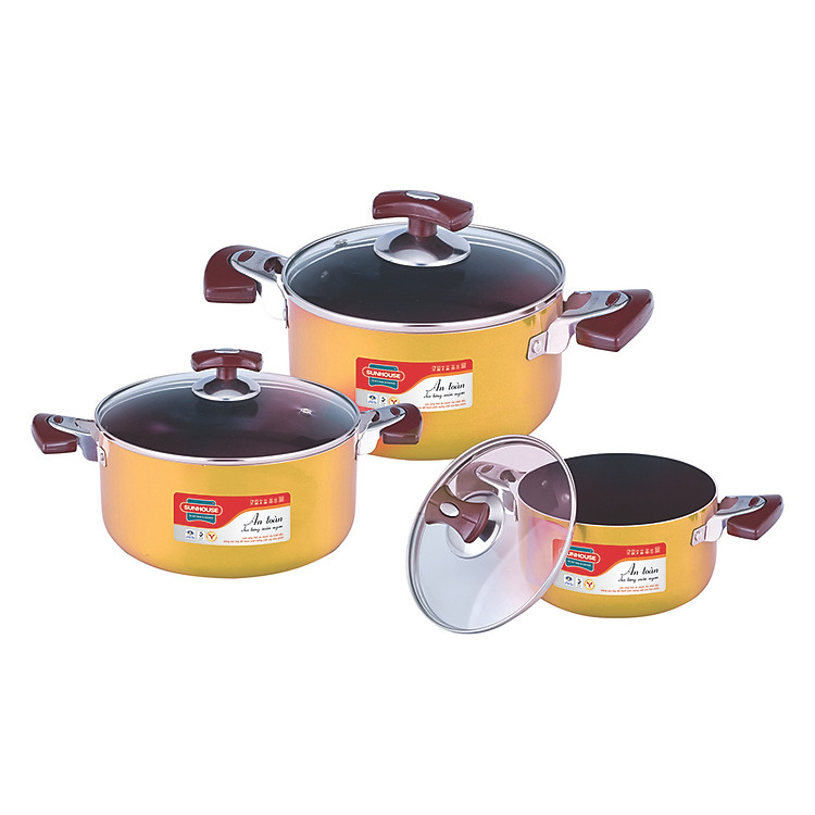 Bộ Nồi Nhôm Sunhouse SH505 - GN2DAH505Y (Vàng)