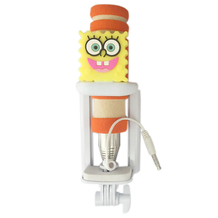 Gậy Chụp Hình Monopod Mini Đầu Hình Thú - Spongebob - Hàng Chính Hãng