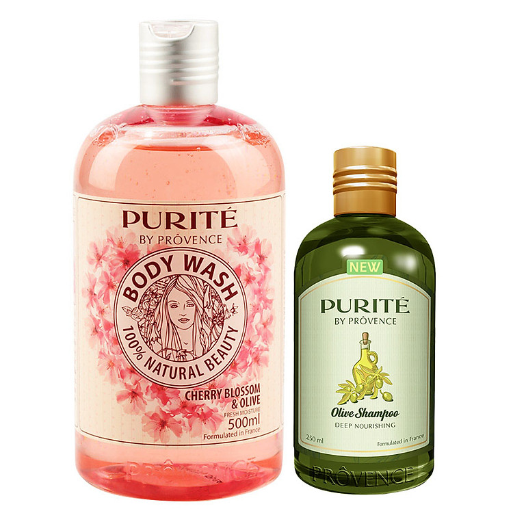 Combo Sữa Tắm Purité By Prôvence Hoa Anh Đào (500ml) + Dầu Gội Purite By Provence Olive- 1010100211 (250ml)