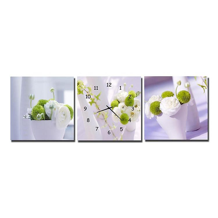 Tranh Đồng Hồ Suemall HL1237 - Trắng Xanh Hài Hòa