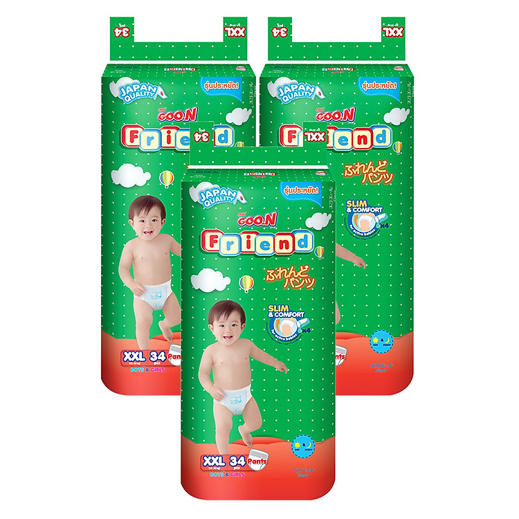 Combo 3 Tã Quần Goo.N Friend Gói Cực Đại XXL34 (34 Miếng)