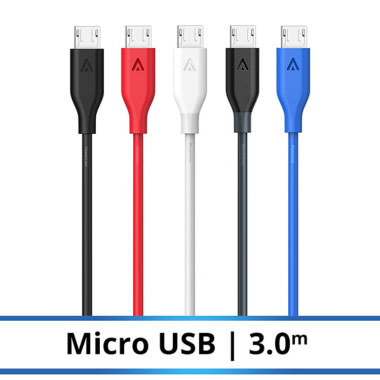 Dây Cáp Sạc Micro USB Anker PowerLine 3.0m - A8134 - Hàng Chính Hãng