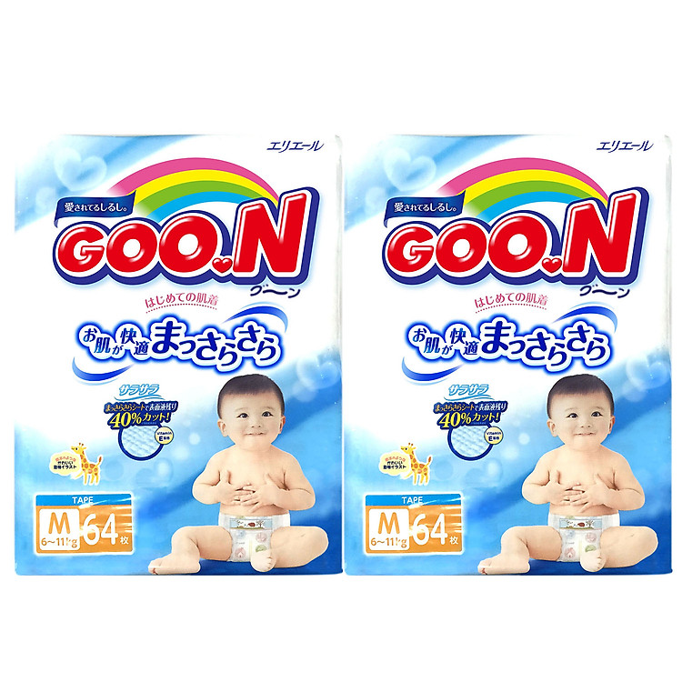 Combo 2 Gói Tã Dán Goo.n Nội Địa Gói Cực Đại M64 (64 Miếng)