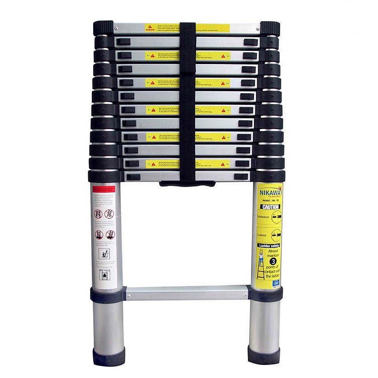 Thang Nhôm Rút Thông Minh Nikawa NK-38 - 13 Bậc - 3.8 Mét - Màu Đen