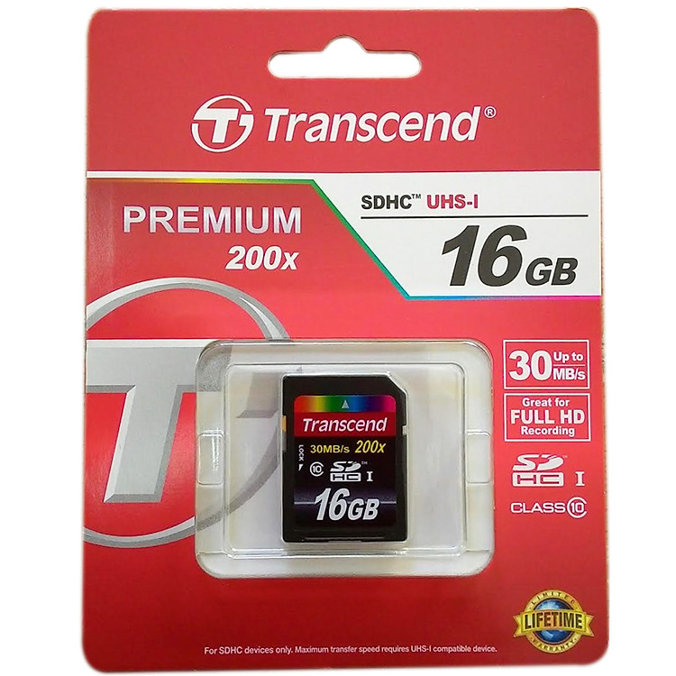 Thẻ Nhớ SDHC Transcend 16GB - Class 10 - Hàng Chính Hãng