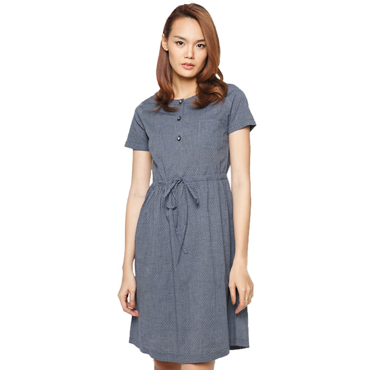 Đầm Xòe Dây Rút Cổ Trụ CIRINO D_DRPT_XAM004FS - Xám (Freesize)