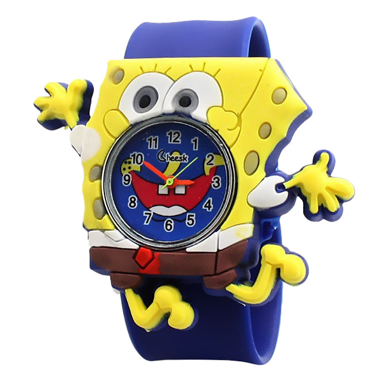 Đồng Hồ Trẻ Em Dây Plastic Guote TIKI-027 Hình Bọt Biển SpongeBob - Xanh