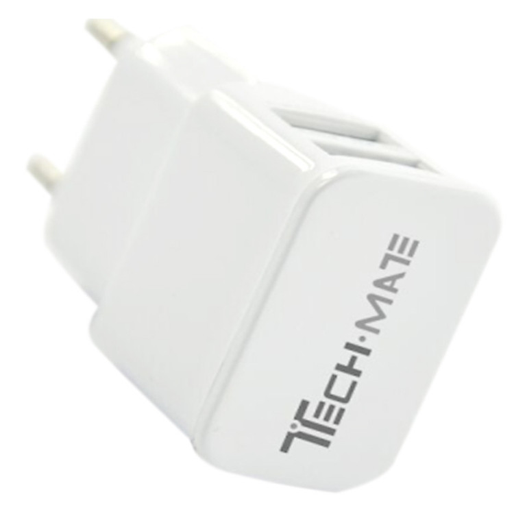 Adapter Sạc Đa Năng Techmate TMDC-01 2 Cổng USB - Hàng Chính Hãng