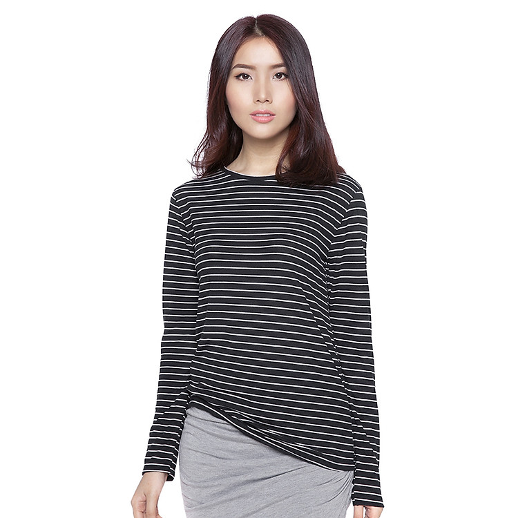 Áo Thun Sọc Tay Dài Labelle TN12 - Đen