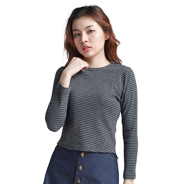 Áo Thun Body Sọc Xẻ Tà Labelle TN16 - Xám Đậm