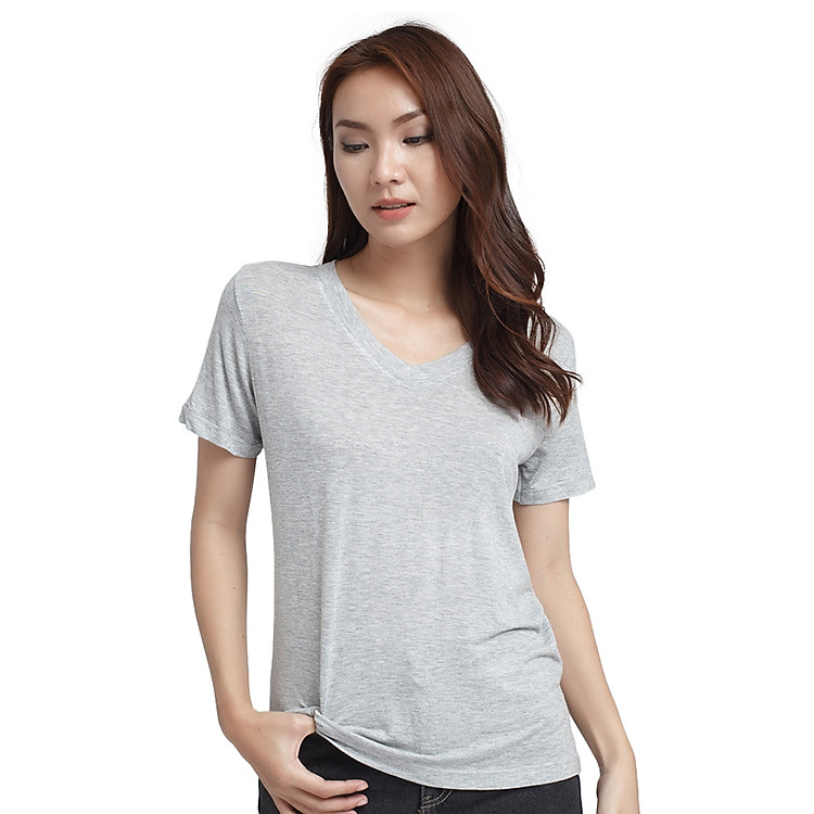 Áo Thun Trơn Cổ Tim Labelle TN19 - Xám