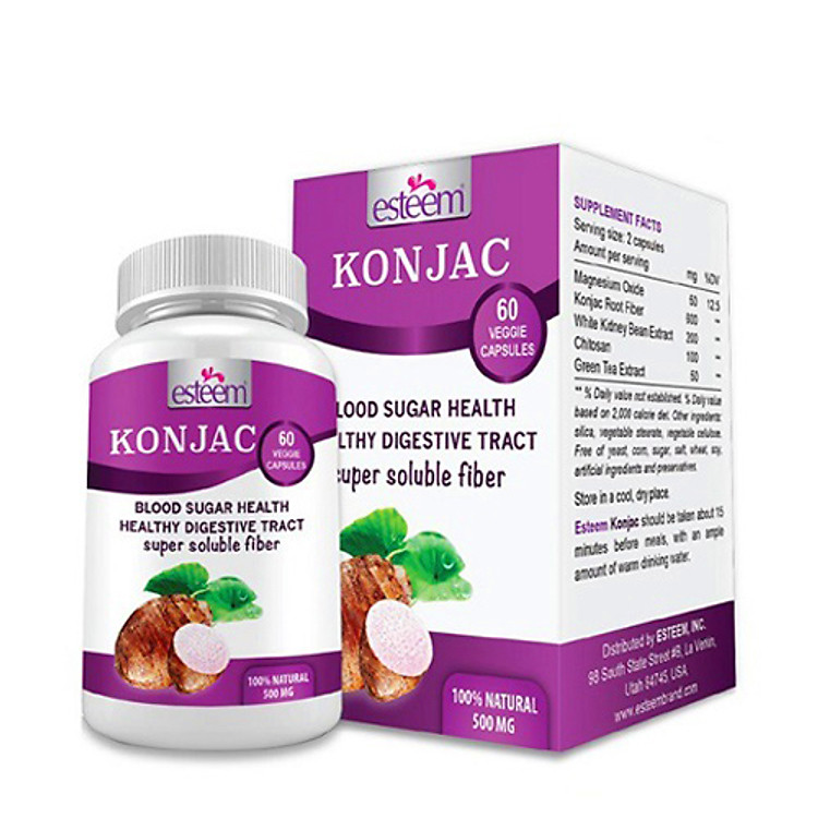 Thực Phẩm Chức Năng Viên Bột Củ Nưa, Cung Cấp Chất Xơ Hòa Tan Quý Giá Esteem Konjac (Hộp 60 Viên )