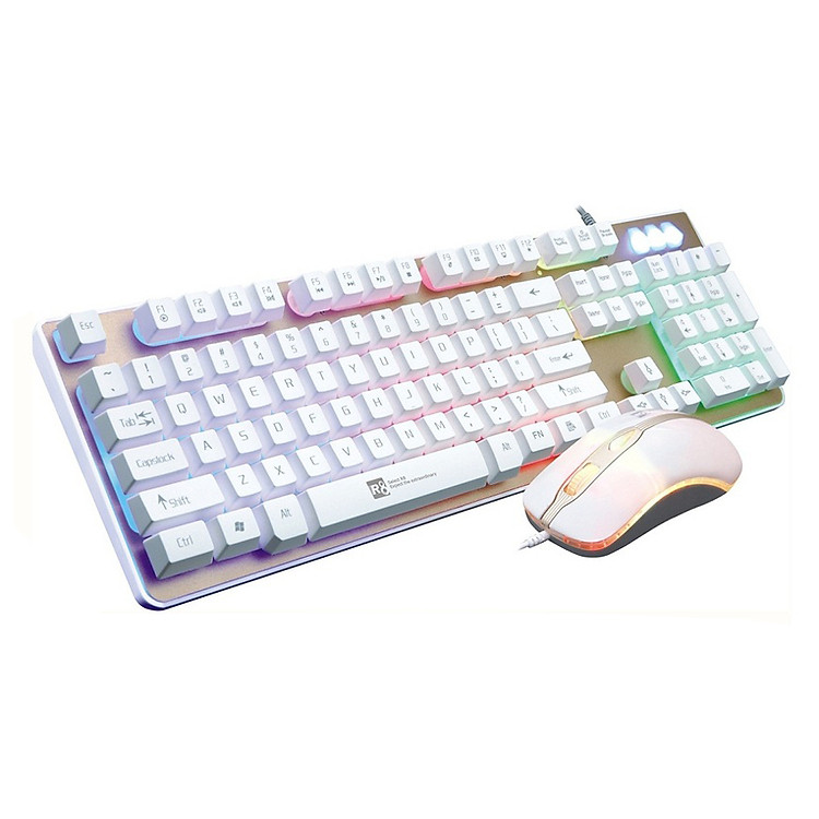 Bộ Bàn Phím Giả Cơ Và Chuột Chuyên Game R8 1918 Led 7 Màu (Trắng) + Tặng 1 Miếng Lót Chuột Game