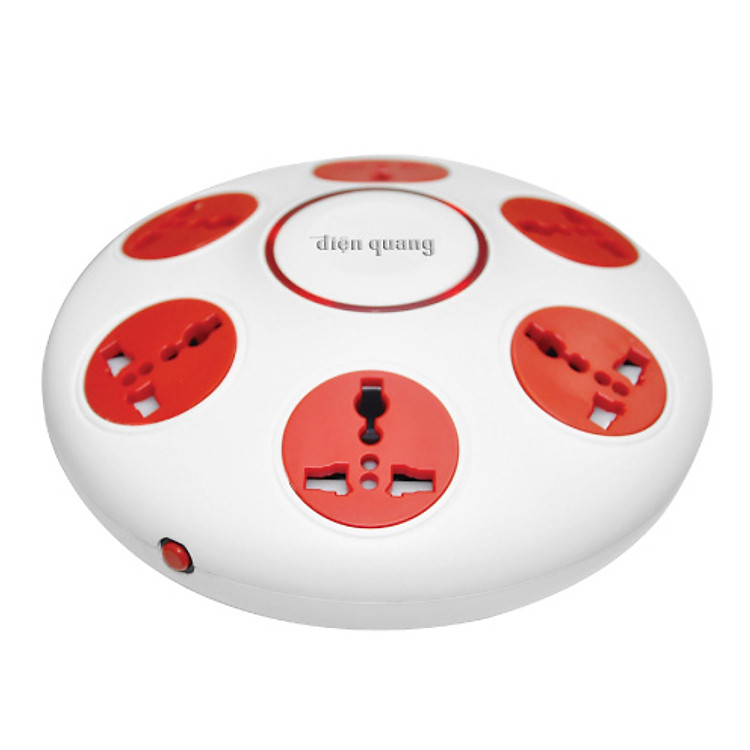 Ổ Cắm UFO 6 Lỗ 3 Chấu Dây 2 Mét Điện Quang ĐQ ESK 2W.106 - Trắng