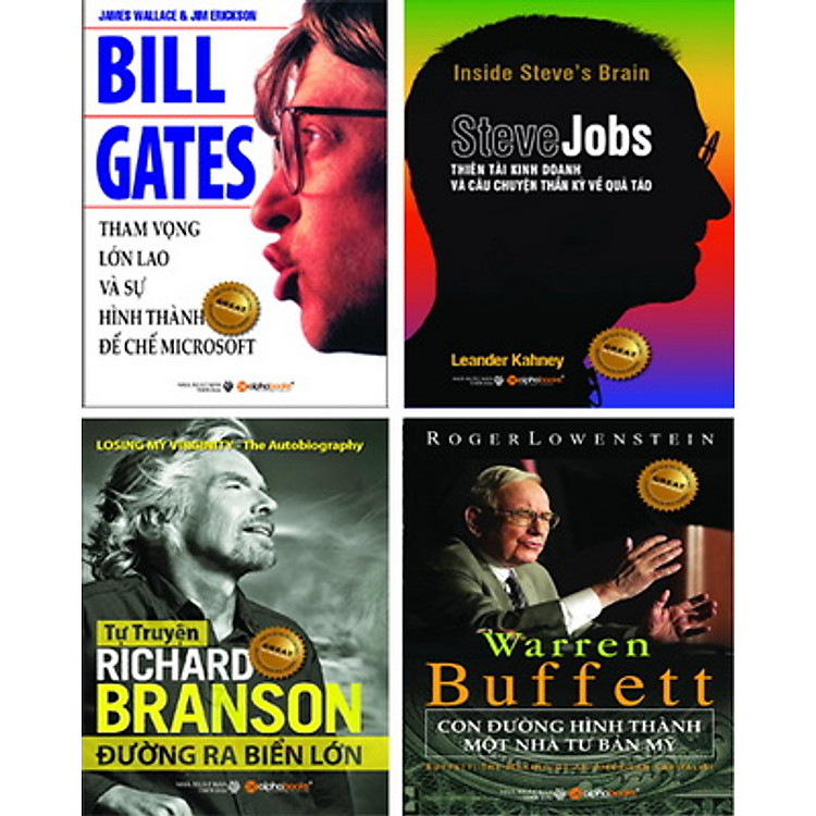 Sách Trí Tuệ Xuất Chúng - Thiên Tài Kinh Doanh: Steve Jobs , Bill Gates , Warren Buffet , Richard Branson (Bộ 4 Cuốn)