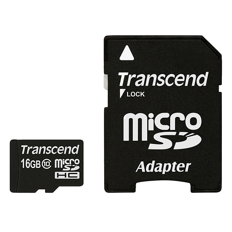 Thẻ Nhớ Micro Transcend 16GB SDHC Class10 TS16GUSDHC10 + Adapter - Hàng Chính Hãng