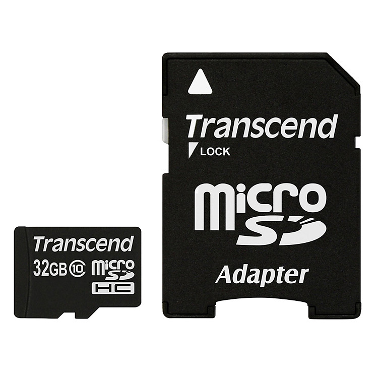Thẻ Nhớ Micro SDHC Transcend 32GB Class 10 TS32GUSDHC10 + Adapter - Hàng Chính Hãng