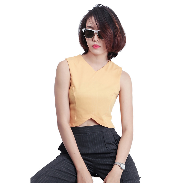 Áo Croptop Cổ Chữ V Labelle TS72_Vàng