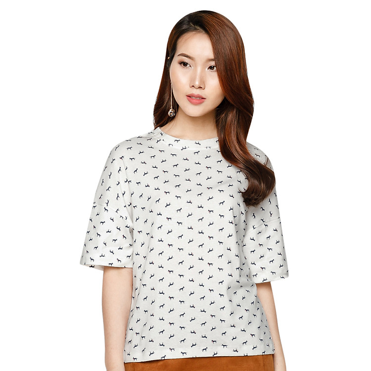 Áo Thun Họa Tiết La Belle TS88-TRANG - Trắng