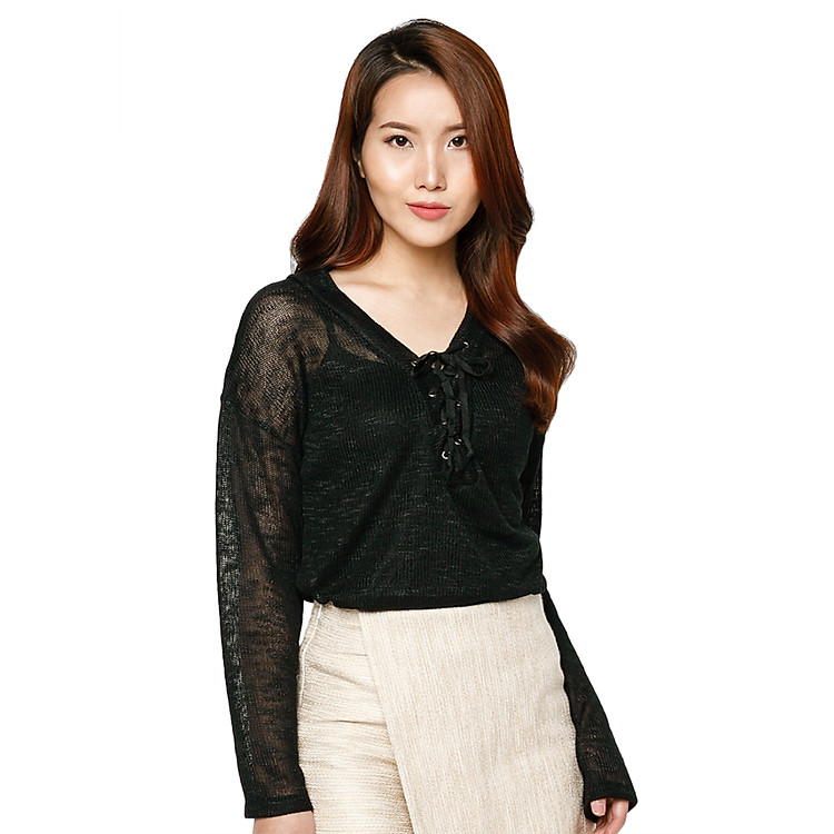 Áo Len Thắt Dây La Belle TS91 - Đen