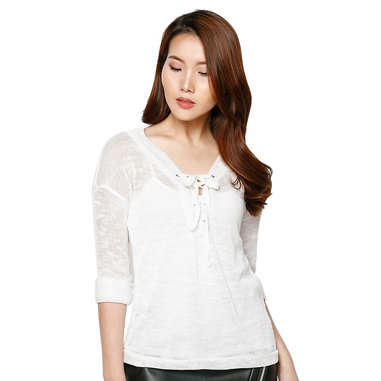 Áo Len Thắt Dây La Belle TS91 - Trắng