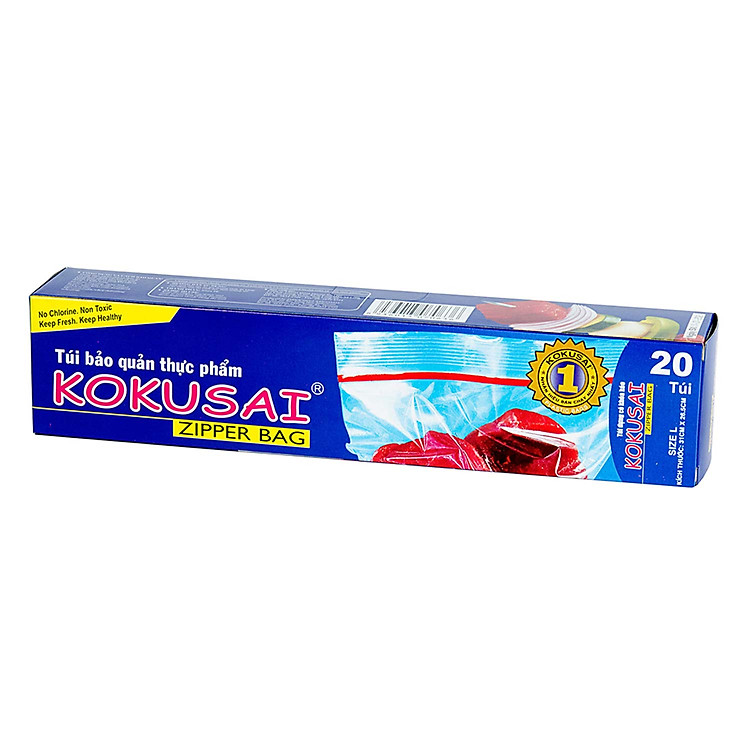 Túi Zipper Đựng Thực Phẩm Kokusai TZIP00070636 Size L - 31x26.5 Cm - Hộp 20 Túi