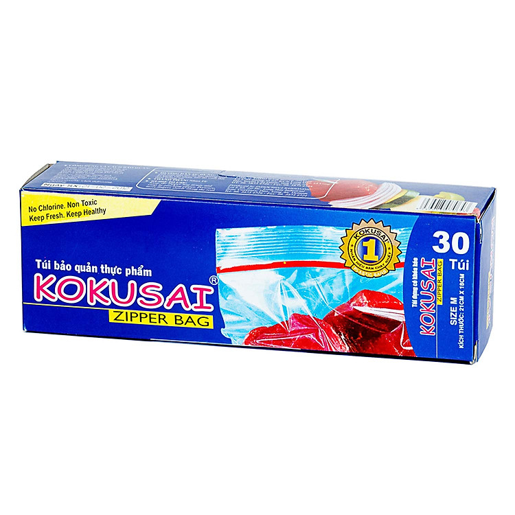 Túi Zipper Đựng Thực Phẩm Kokusai TZIP00070643 Size M - 18x21 Cm - Hộp 30 Túi