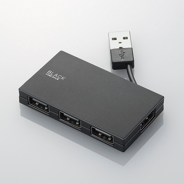 Cổng nối USB 4 cổng Elecom U2H-YK4BBK (Đen) - Hàng Chính Hãng