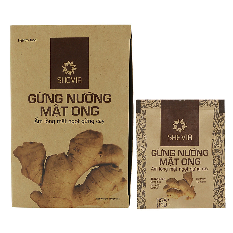 Thực Phẩm Chức Năng Gừng Nướng Mật Ong Shevia Hộp 100g/14 Túi