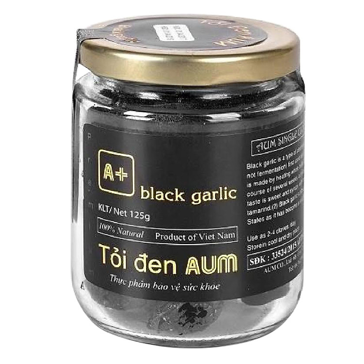 Thực Phẩm Chức Năng Tỏi Đen Lột Vỏ Hủ Thủy Tinh Black Garlic AUM (125g)