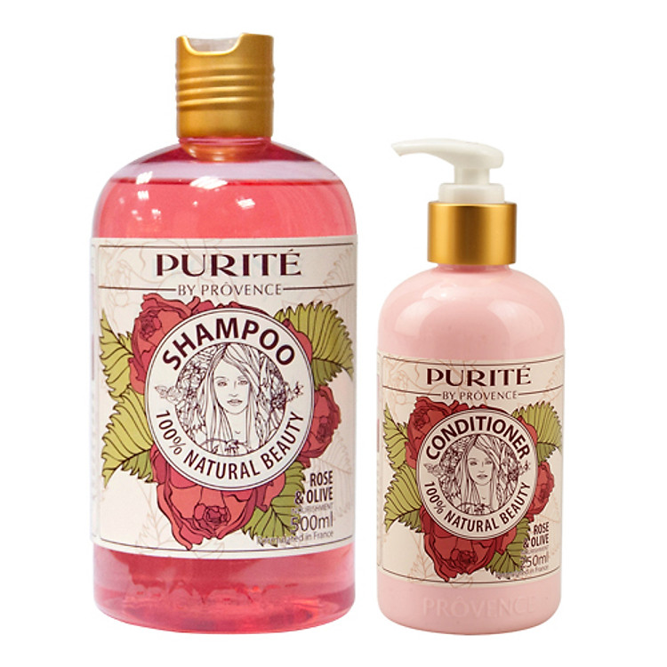 Combo Dầu Gội Purite By Provence Rose 500ml Và Dầu Xả Purite By Provence Rose 250 ml