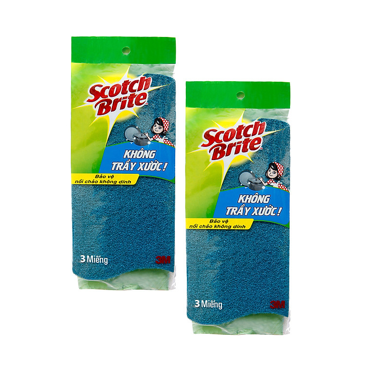2 Gói Cước Cọ Rửa Không Trầy Có Mút Scotch-Brite KTM3'S