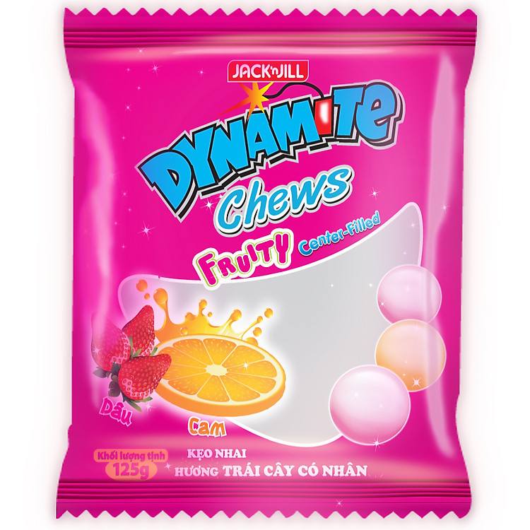 Kẹo Dynamite Chew Hương Trái Cây Có Nhân Gói 125g