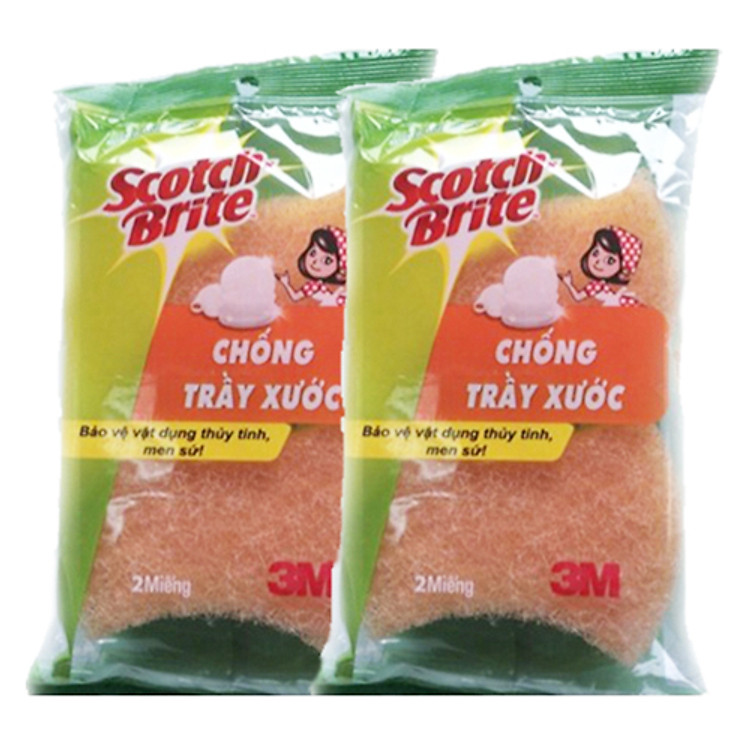 2 Gói Rửa Chén Chống Trầy Xước Scotch-Brite Pack 2