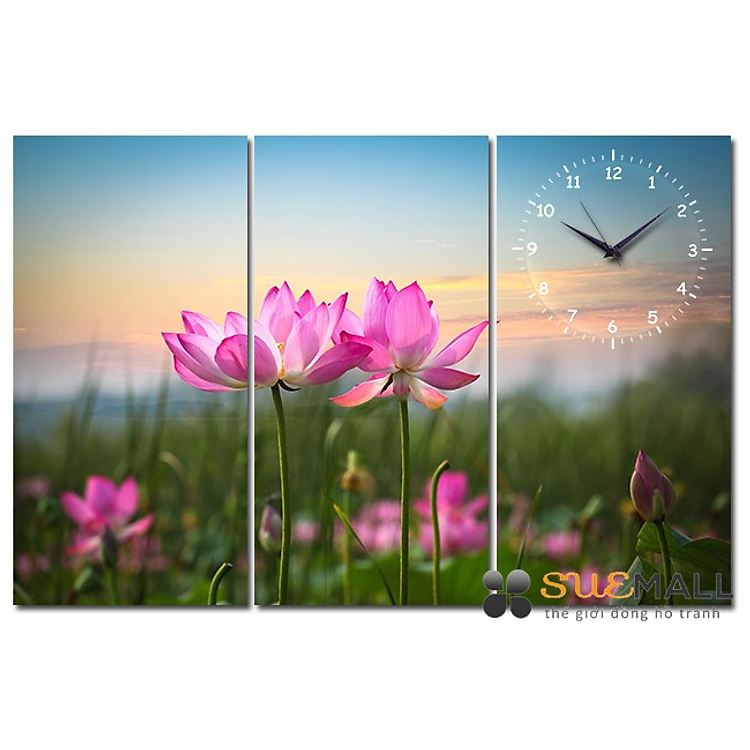Tranh Đồng Hồ Suemall HL140703 - Hoa Sen Hồng