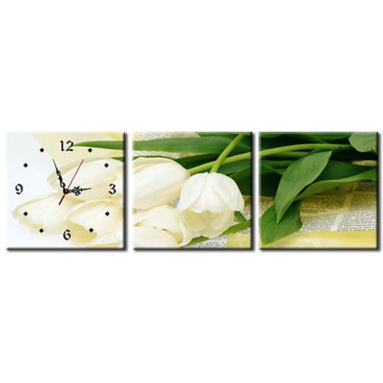 Tranh Đồng Hồ Vicdecor DHT0090 - Tulip Trắng