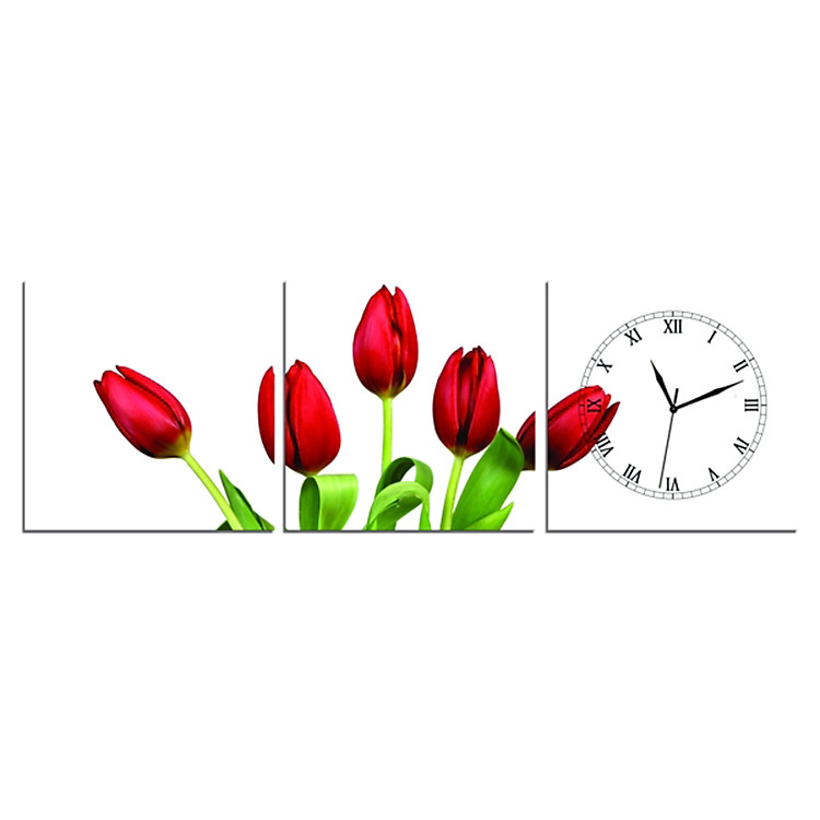 Tranh Đồng Hồ Vicdecor DHT0123 - Tulip Đỏ