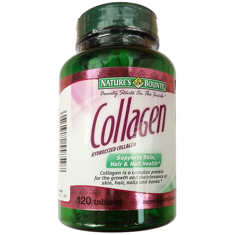 Thực Phẩm Chức Năng Viên Uống Nature’s Bounty Collagen Hydrolyzed Collagen Supports Skin, Hair & Nail Health (120 Viên)