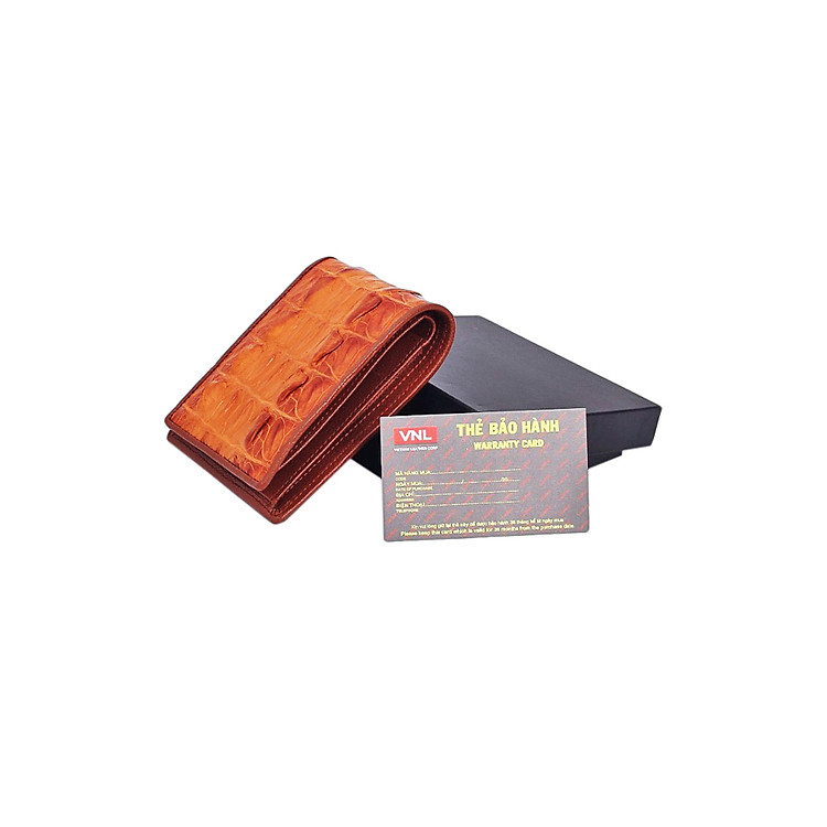 Ví Da Ca Sấu Nam Gai Đuôi 2 Mặt Cao Cấp Da Giày Việt Nam VNLCS24TK6 - Nâu