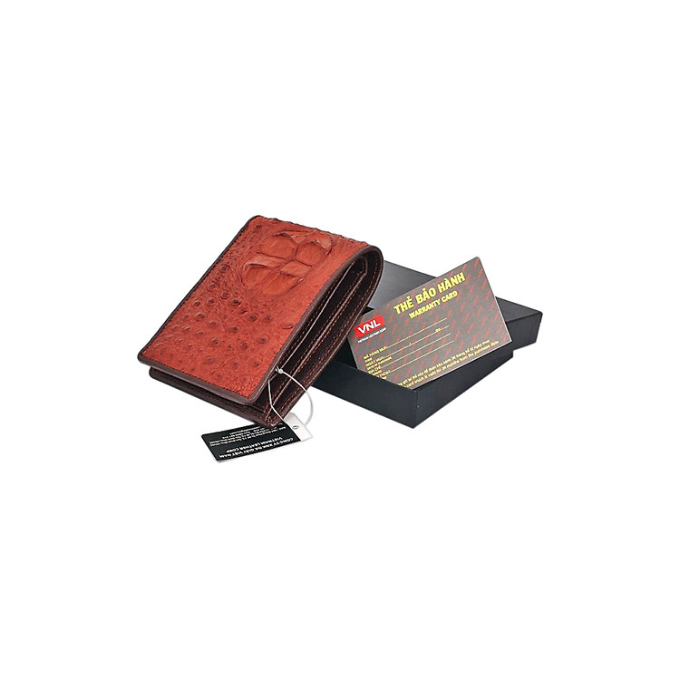 Ví Da Cá Sấu Nam Đầu Gù 2 Mặt Cao Cấp Da Giày Việt Nam VNLCS31TK4 - Nâu Sẫm