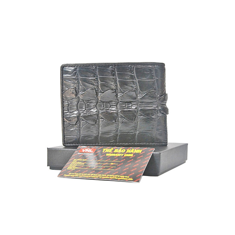 Bóp Ví Nam Da Cá Sấu Thật Da Giày Việt Nam VNLCS34TK2 - Đen