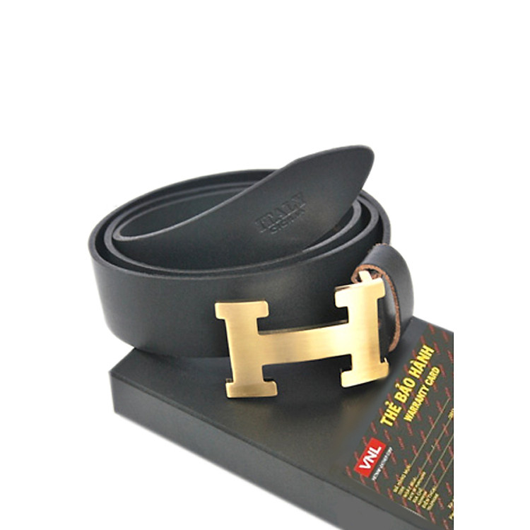 Thắt Lưng Nam Da Thật Cao Cấp Kiểu Dáng Hermes Da Giày Việt Nam VNLH86TK33 - Đen