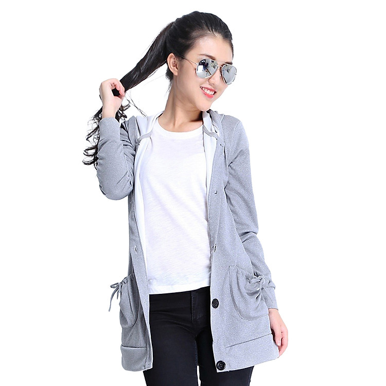 Áo Khoác Nữ Form Dài Hàn Quốc Phúc An w0004_xambong - Xám (Freesize)