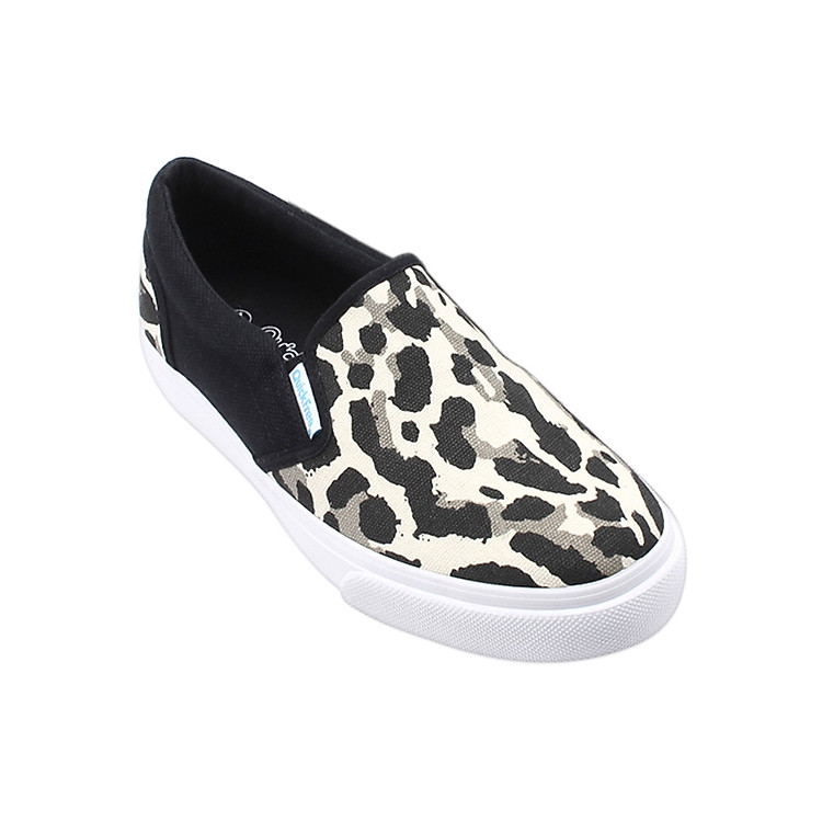 Giày Lười Canvas Nữ QuickFree Lightly W150301-006 - Đen Phối Trắng