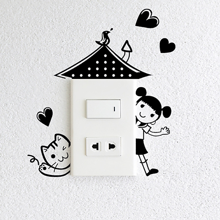 Decal Trang Trí Ổ Cắm Điện NineWall Sweet Home DE009